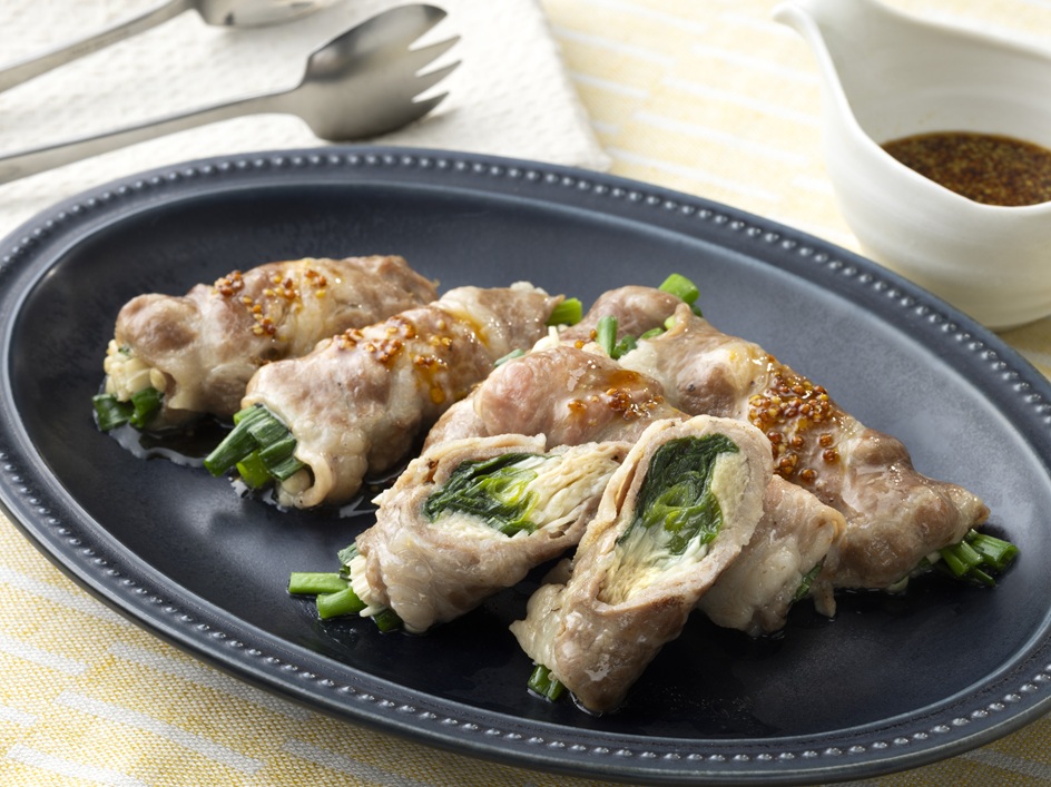 豚肉のねぎ巻きマスタードソース