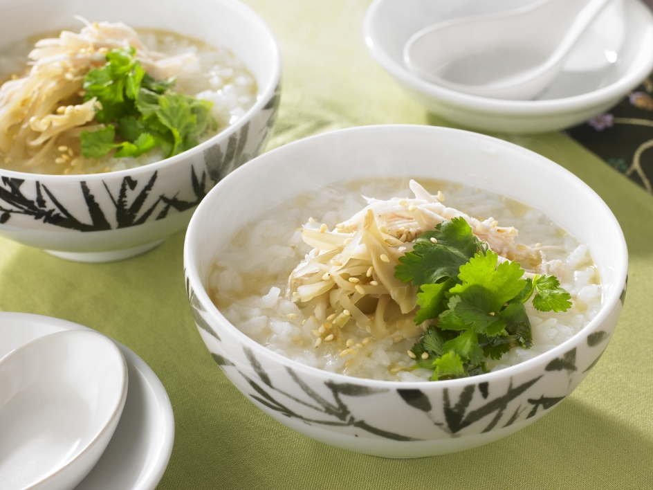 鶏肉と香菜の中華風おかゆ