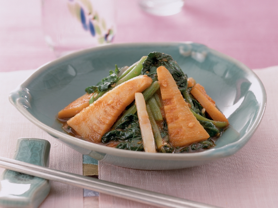 新たけのこと三つ葉のピリ辛あえ