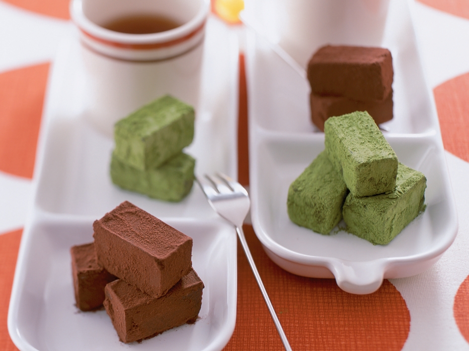 抹茶とオレンジ風味の生チョコ