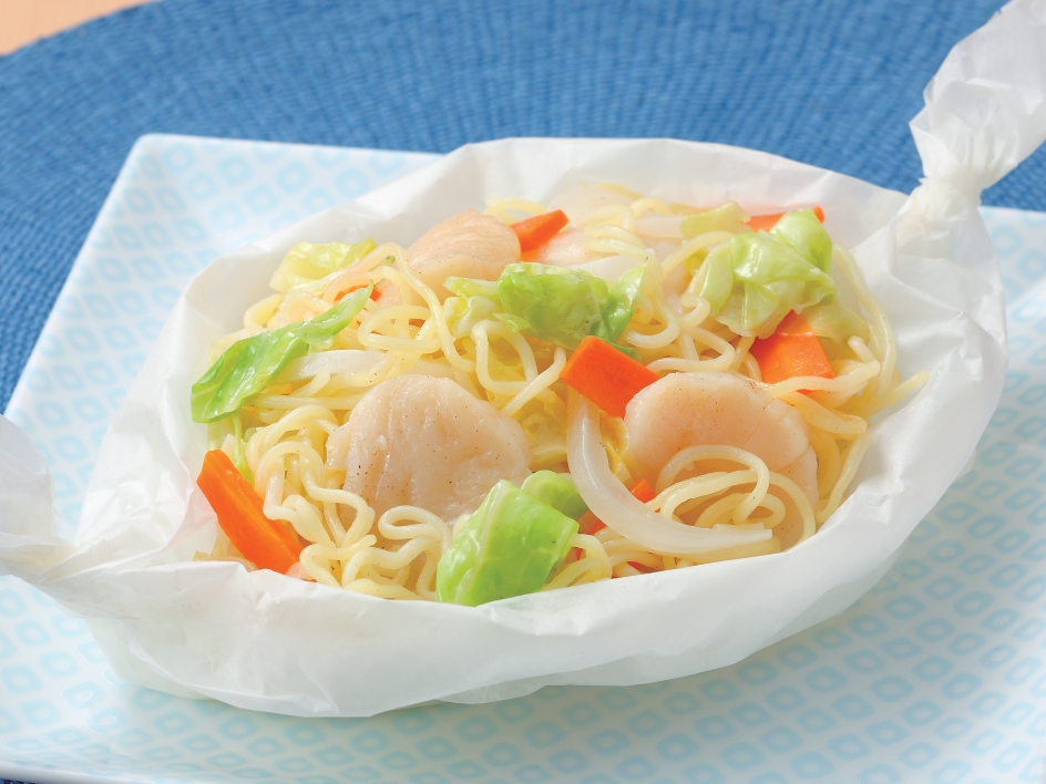 ホタテのにんにく風味焼きそば